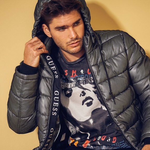 NEW GUESS Aaron Bonded Mesh Puffer Jacket - Picture 1 of 7